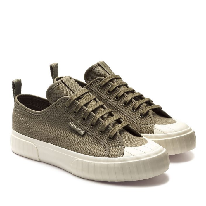Superga Sale 2630 Stripe Webbing Green Safari-F Avorio
