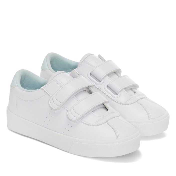 Superga Sale 2843 Kids Club S Straps Vegan White-Azure Ice