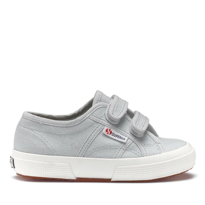 Superga Sale 2750 Jstrap Classic Kids Grey Lilla-F Avorio