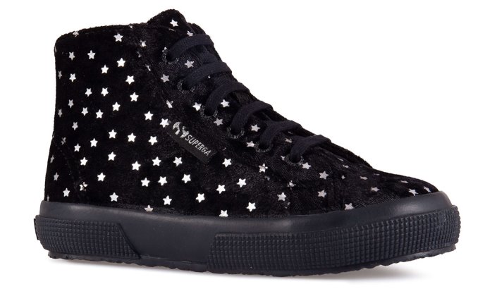 Superga Sale 2795 Kids Velvet Stars Black-Silver Stars