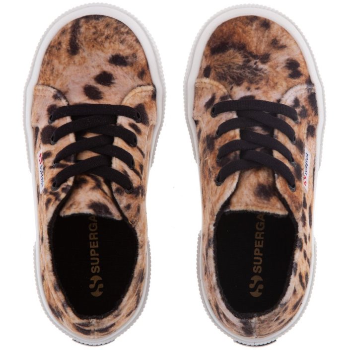 Superga Sale 2750 Kids Print Velvet Lt Beige Leopard