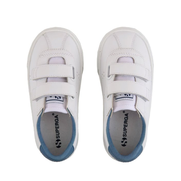 Superga Sale 2843 Superga Sale Sport Club S Kids White-Blue Lt Cobalt