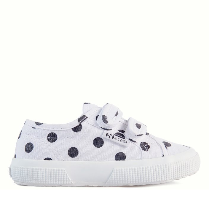 Superga Sale 2750 Kids Straps Polkadots White-Black Dots