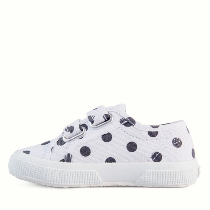 Superga Sale 2750 Kids Straps Polkadots White-Black Dots