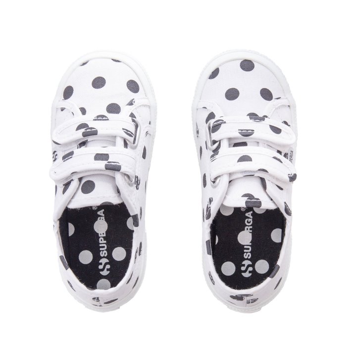 Superga Sale 2750 Kids Straps Polkadots White-Black Dots