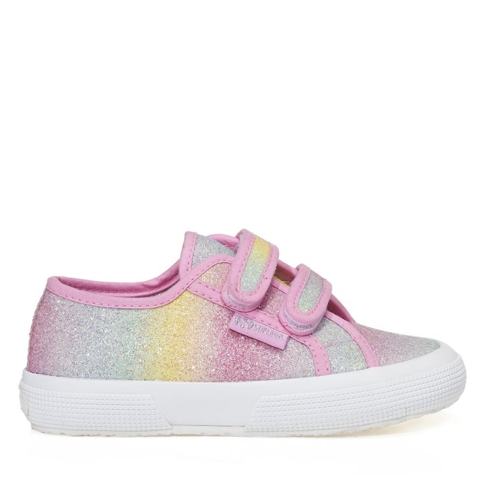 Superga Sale 2750 Kids Iridescent Microglitter Pink Pastel Multicolour