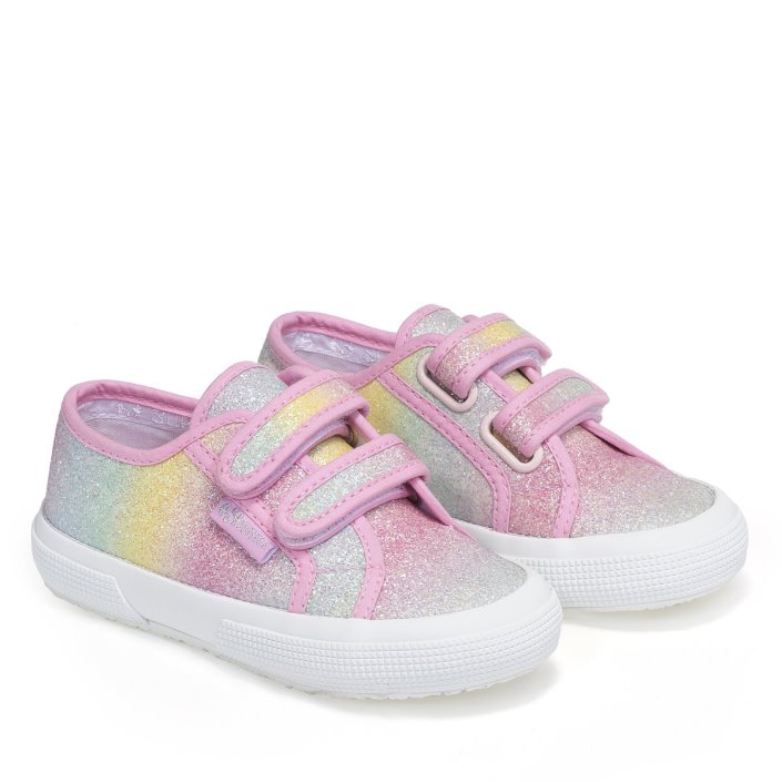 Superga Sale 2750 Kids Iridescent Microglitter Pink Pastel Multicolour
