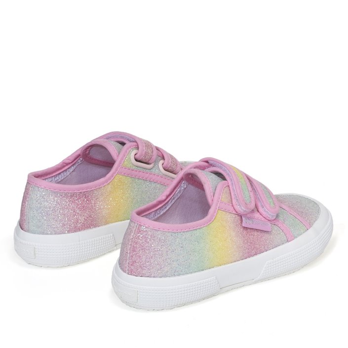 Superga Sale 2750 Kids Iridescent Microglitter Pink Pastel Multicolour