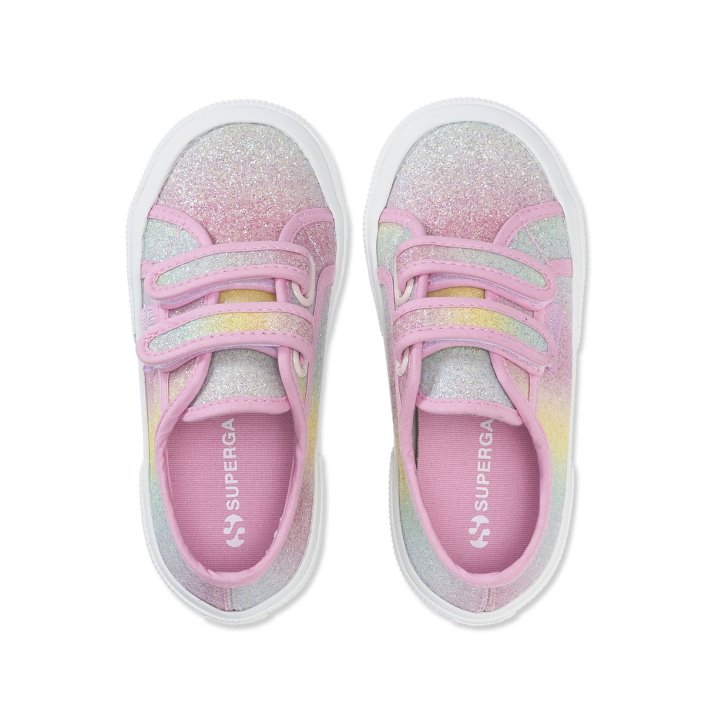 Superga Sale 2750 Kids Iridescent Microglitter Pink Pastel Multicolour