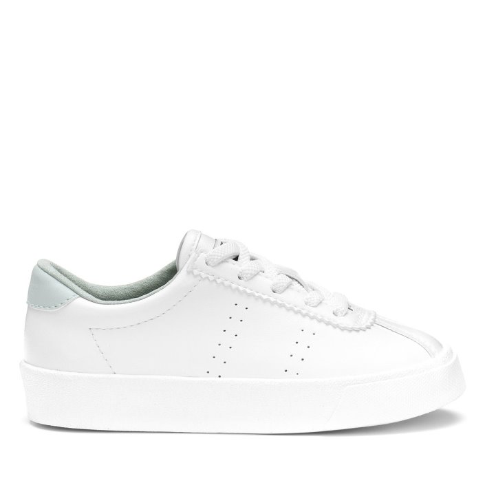 Superga Sale 2843 Kids Club S Vegan Leather White-Green Iceberg