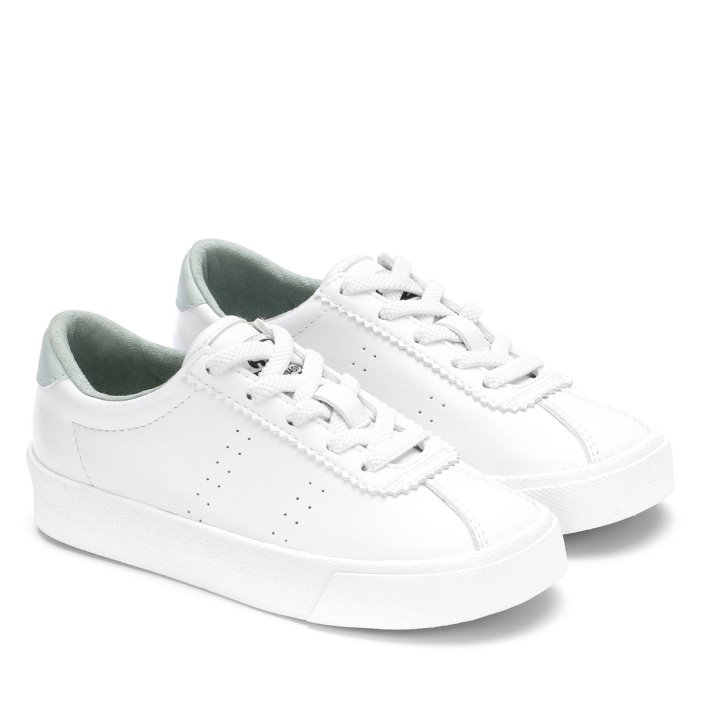 Superga Sale 2843 Kids Club S Vegan Leather White-Green Iceberg