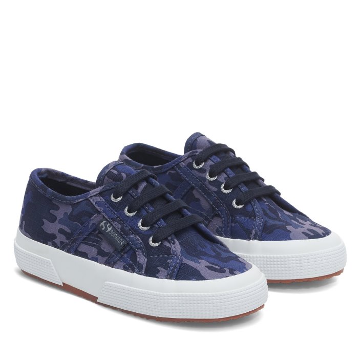Superga Sale 2750 Kids Camo Ripstop Blue Grey