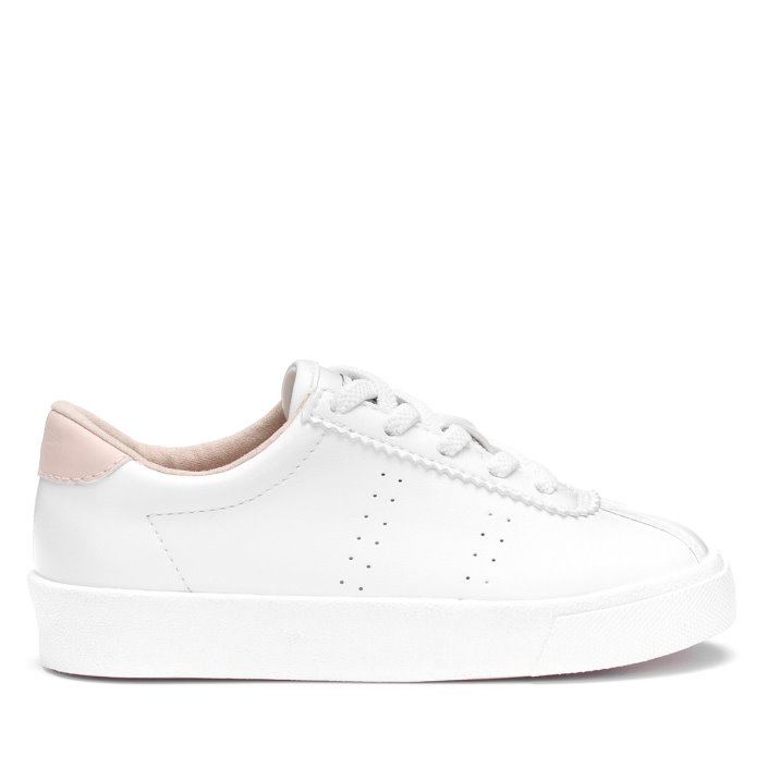 Superga Sale 2843 Kids Club S Vegan Leather White-Pink Skin