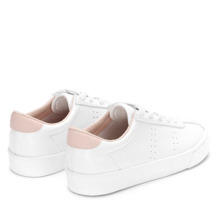 Superga Sale 2843 Kids Club S Vegan Leather White-Pink Skin